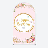 Lofaris Pink Floral Butterfly Happy Birthday Arch Backdrop